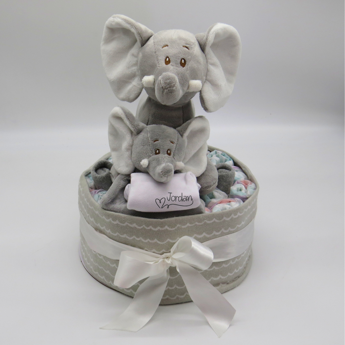 Elephant Snuggles Baby Nappy Cake Gift